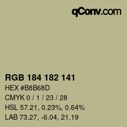 カラーコード: RGB 184 182 141 | qconv.com
