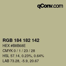 Color code: RGB 184 182 142 | qconv.com