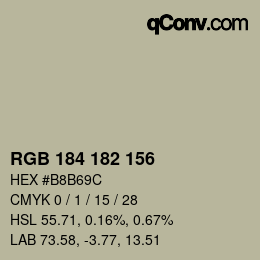 Código de color: RGB 184 182 156 | qconv.com