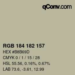 Código de color: RGB 184 182 157 | qconv.com