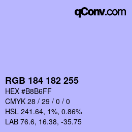 Color code: RGB 184 182 255 | qconv.com