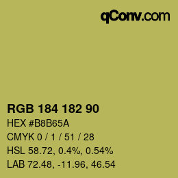 Color code: RGB 184 182 90 | qconv.com