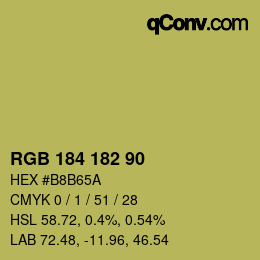 Color code: RGB 184 182 90 | qconv.com