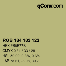 Color code: RGB 184 183 123 | qconv.com