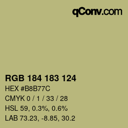 カラーコード: RGB 184 183 124 | qconv.com