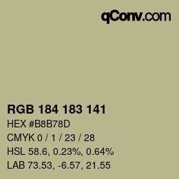 Color code: RGB 184 183 141 | qconv.com