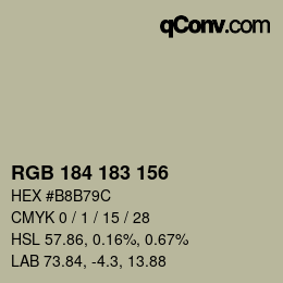 Color code: RGB 184 183 156 | qconv.com