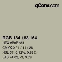 Color code: RGB 184 183 164 | qconv.com