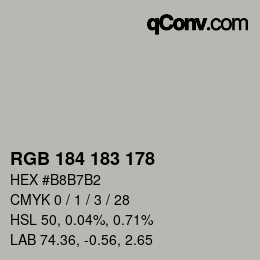 Color code: RGB 184 183 178 | qconv.com