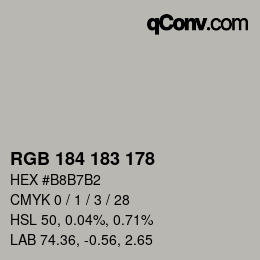 Color code: RGB 184 183 178 | qconv.com