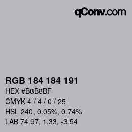 颜色代码: RGB 184 184 191 | qconv.com