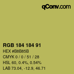 カラーコード: RGB 184 184 91 | qconv.com