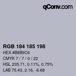 Color code: RGB 184 185 198 | qconv.com