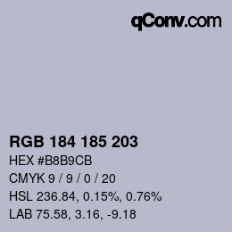 Color code: RGB 184 185 203 | qconv.com
