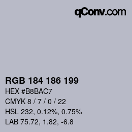 Color code: RGB 184 186 199 | qconv.com