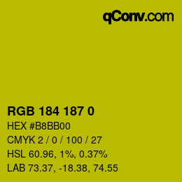 Color code: RGB 184 187 0 | qconv.com