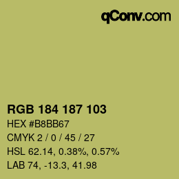 Color code: RGB 184 187 103 | qconv.com