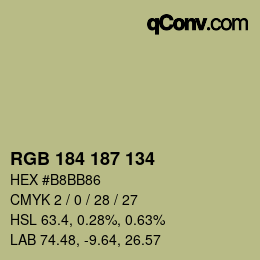 Color code: RGB 184 187 134 | qconv.com