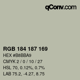 Color code: RGB 184 187 169 | qconv.com