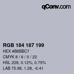 Color code: RGB 184 187 199 | qconv.com