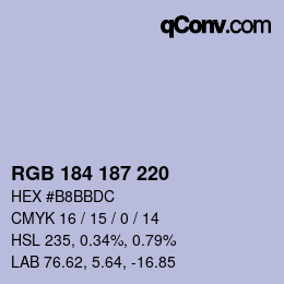 Código de color: RGB 184 187 220 | qconv.com