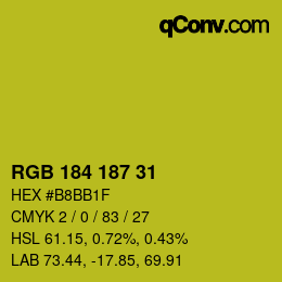 Color code: RGB 184 187 31 | qconv.com