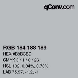 颜色代码: RGB 184 188 189 | qconv.com