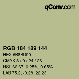 颜色代码: RGB 184 189 144 | qconv.com