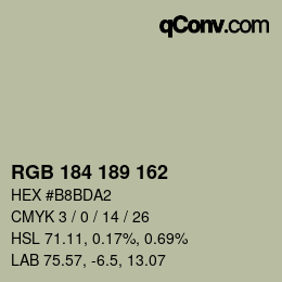 Color code: RGB 184 189 162 | qconv.com