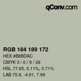 カラーコード: RGB 184 189 172 | qconv.com