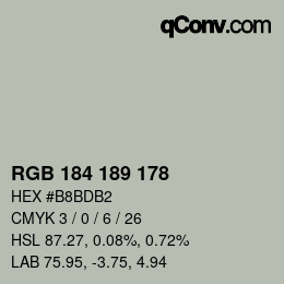 カラーコード: RGB 184 189 178 | qconv.com