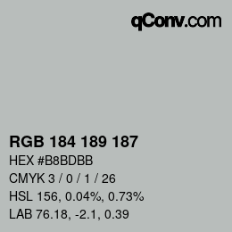 Farbcode: RGB 184 189 187 | qconv.com