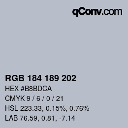 Farbcode: RGB 184 189 202 | qconv.com