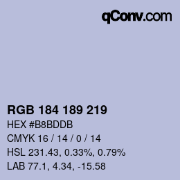Color code: RGB 184 189 219 | qconv.com