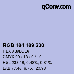 Color code: RGB 184 189 230 | qconv.com