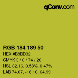 Color code: RGB 184 189 50 | qconv.com