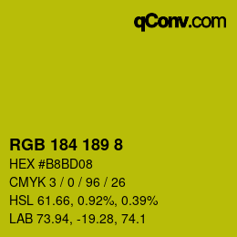 カラーコード: RGB 184 189 8 | qconv.com