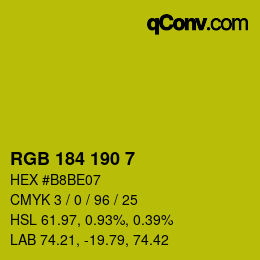 カラーコード: RGB 184 190 7 | qconv.com