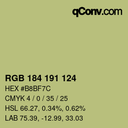 Code couleur: RGB 184 191 124 | qconv.com