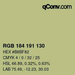 Código de color: RGB 184 191 130 | qconv.com