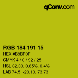 Color code: RGB 184 191 15 | qconv.com