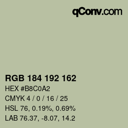 Color code: RGB 184 192 162 | qconv.com
