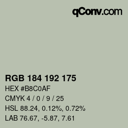 カラーコード: RGB 184 192 175 | qconv.com
