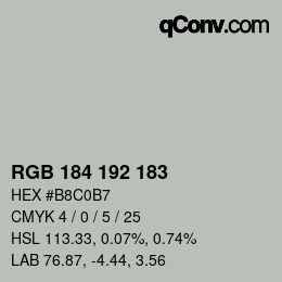Código de color: RGB 184 192 183 | qconv.com