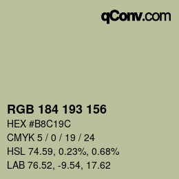 カラーコード: RGB 184 193 156 | qconv.com