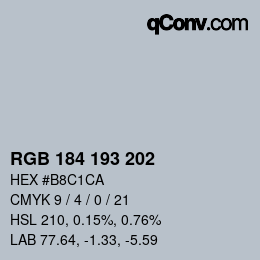 Color code: RGB 184 193 202 | qconv.com
