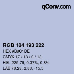 Color code: RGB 184 193 222 | qconv.com