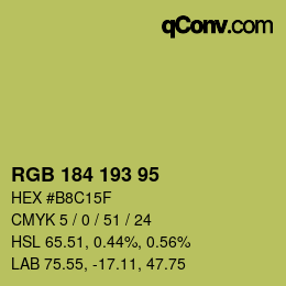 Color code: RGB 184 193 95 | qconv.com