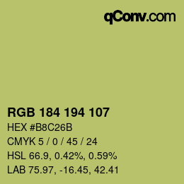 Color code: RGB 184 194 107 | qconv.com