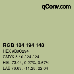 Color code: RGB 184 194 148 | qconv.com